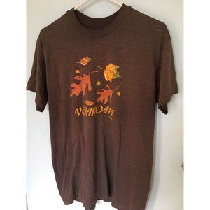 Vermont T Shirt Brown With Fall Leaves Serigraphy Jericho VT